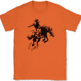 thumbnail image 1 of Cowboy Riding A Horse T-Shirt Up Cowgirl Graphic Country Hat Boots Tee - Orange, XL, 1 of 1