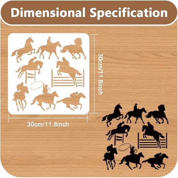 Cowboy Riding Horse Stencil for Painting 11.69”x8.27” Horse Galloping Reusable Wall Stencil DIY Craft Art Animal Stencil Templates on Wood Fabric Canvas
