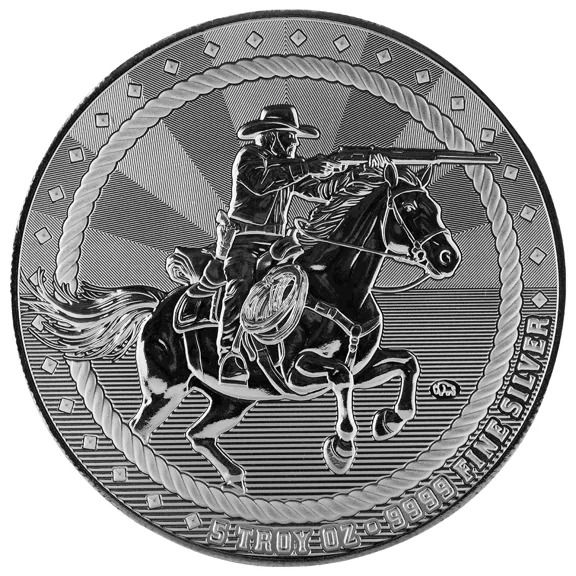 Cowboy Rifleman 5 Troy oz .9999 Fine Silver Bullion Round