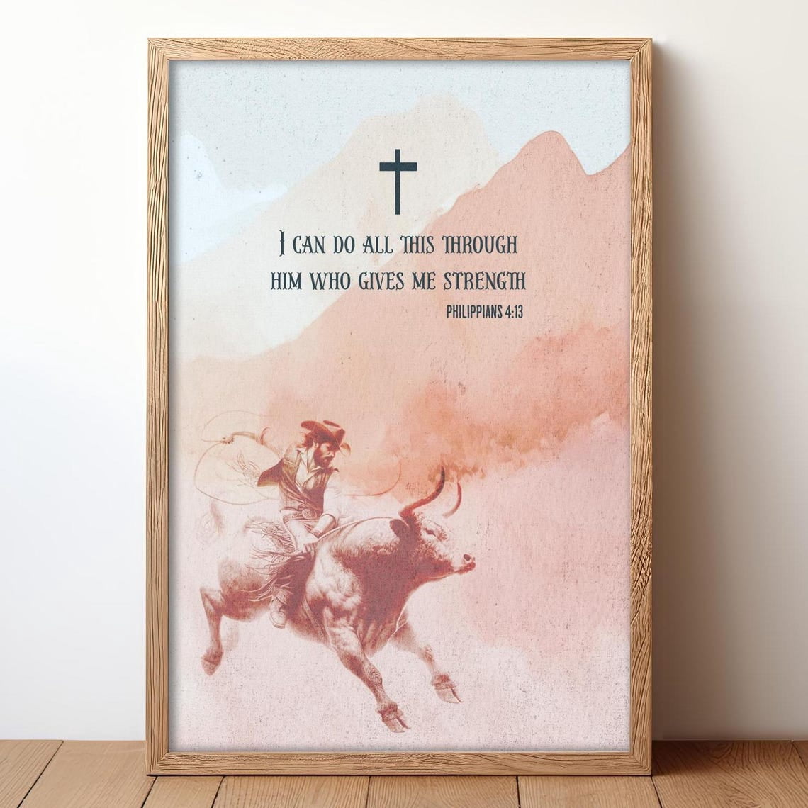 Cowboy Rodeo Bible Verse Poster Western Christian Wall Art, Unframed ...