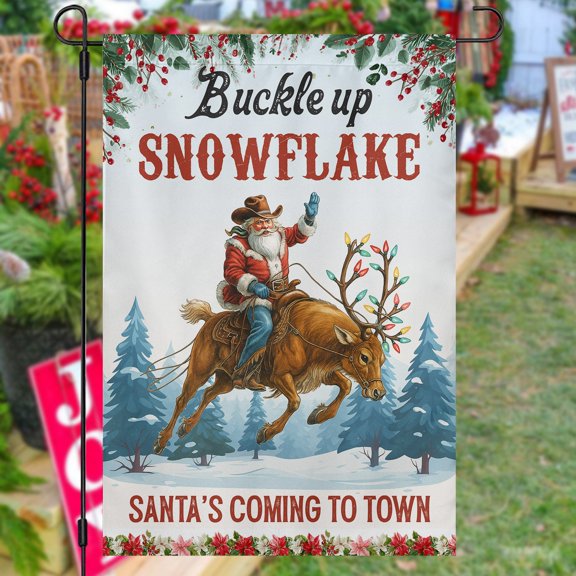 Cowboy Rodeo Buckle Up Snowflake Winter Yard Decor, 12x18 POLE NOT INCLUDED