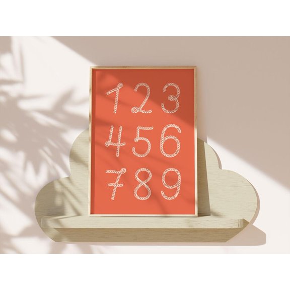 Cowboy Rope Numbers Western Theme Counting Educational Decor Unframed Paper Print