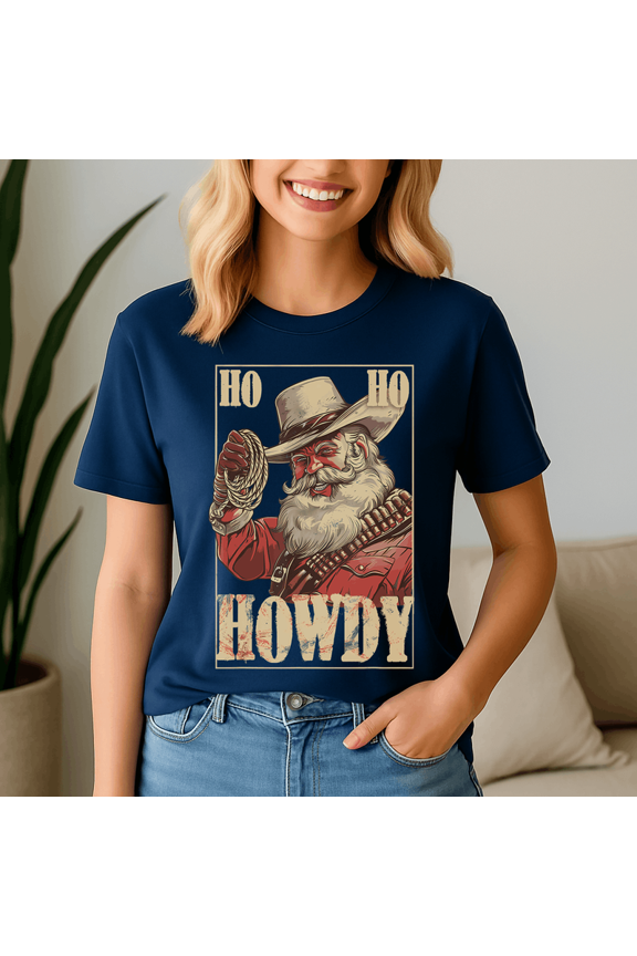 Cowboy Santa Claus Ho Ho Howdy Western Country Xmas, Retro Christmas Shirt, Xmas TShirt, Cute Santa Claus Holiday, Merry Christmas Gift