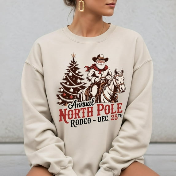 Cowboy Santa Sweatshirt - Vintage Rodeo Christmas