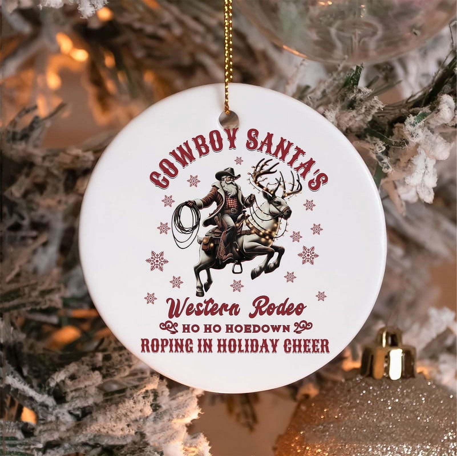 Cowboy Santa Western Rodeo Christmas Ornament – Rustic Holiday Decor ...