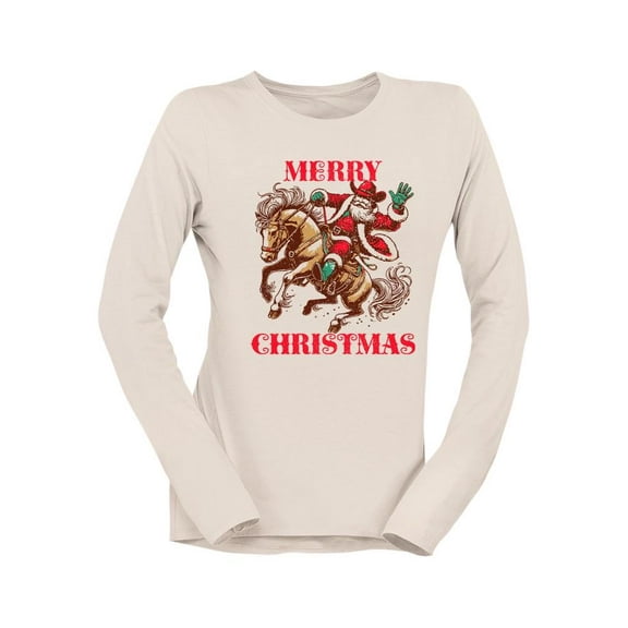 Cowboy Santa Xmas - Merry Christmas Women's Long Sleeve