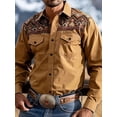 thumbnail image 1 of Cowboy Shirt for Men Western Casual Work Long Sleeve Plaid Button Down Shirts Vintage Country Style Slim Fit Top Brown M, 1 of 4
