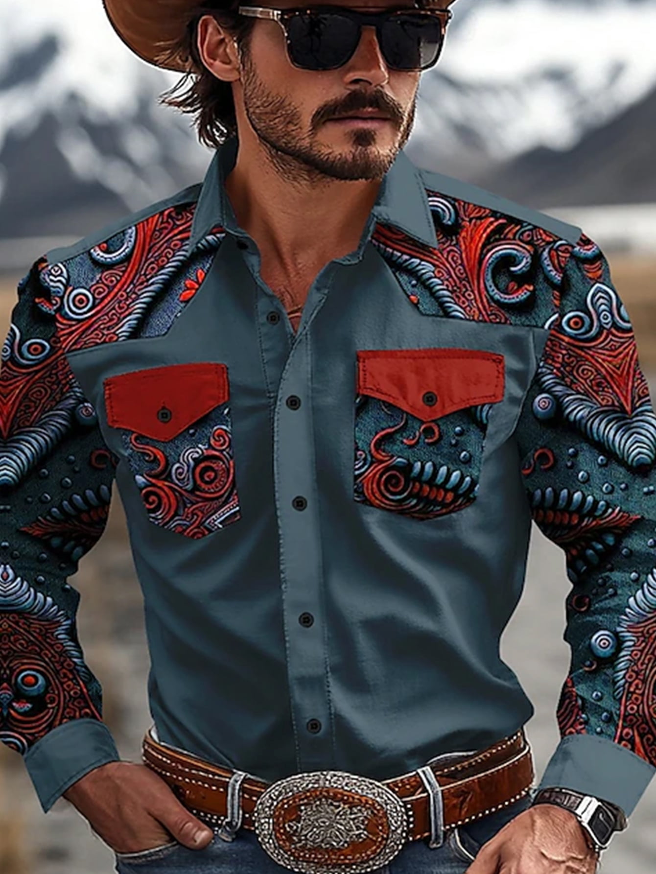 country dress shirts mens Men's Long Sleeve Shirts