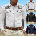 thumbnail image 1 of Cowboy Shirt for Men Western Long Sleeve Button Up Shirts Soft Spring Fall Country Embroidered Top Black XXXL, 1 of 5