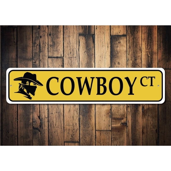Cowboy Sign Cowboy Road Sign Cowboys Country Boy Lone Ranger Western Decor Wild West Home Decor Sign - Decorations - Size: 16 x 4 Inches
