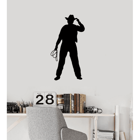Cowboy Silhouette Cowboy Attire Cowboy Hat Pants Bandanna Bolo TieVinyl Wall Art Wall Sticker Wall Decal Home Kids Room Study Room Boys Room Wall Décoration Design Wall Décor Decal Size (10x8 inch)