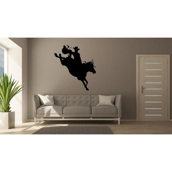 Cowboy Silhouette Howdy Cowboy Horseback Riding Activity Vinyl Wall Art Wall Sticker Wall Decal Home Kids Room Farm Activity Study Room Boys Room Wall Décoration Design Décor Decal Size (10x8 inch)