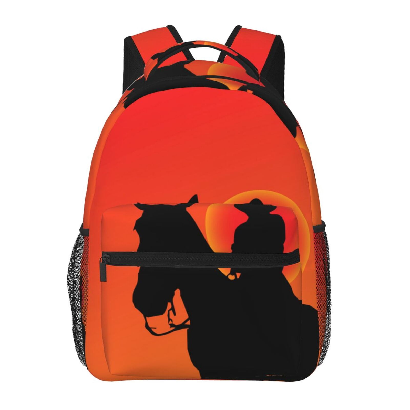 Western Rodeo Backpack Cowboy Silhouettes Western Horse Backpack Casual College Bag Zipper ...