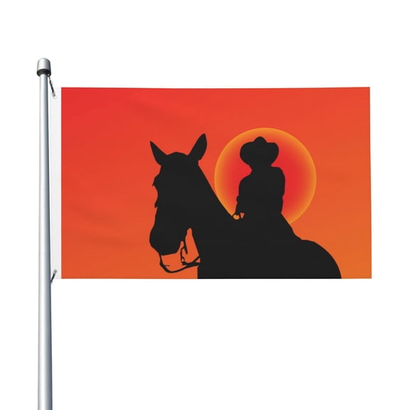 Cowboy Silhouettes Western Horse Flag 3X5 Ft Garden Yard House Flags Banner Sign Outdoor Indoor Party Home Garden Decoration
