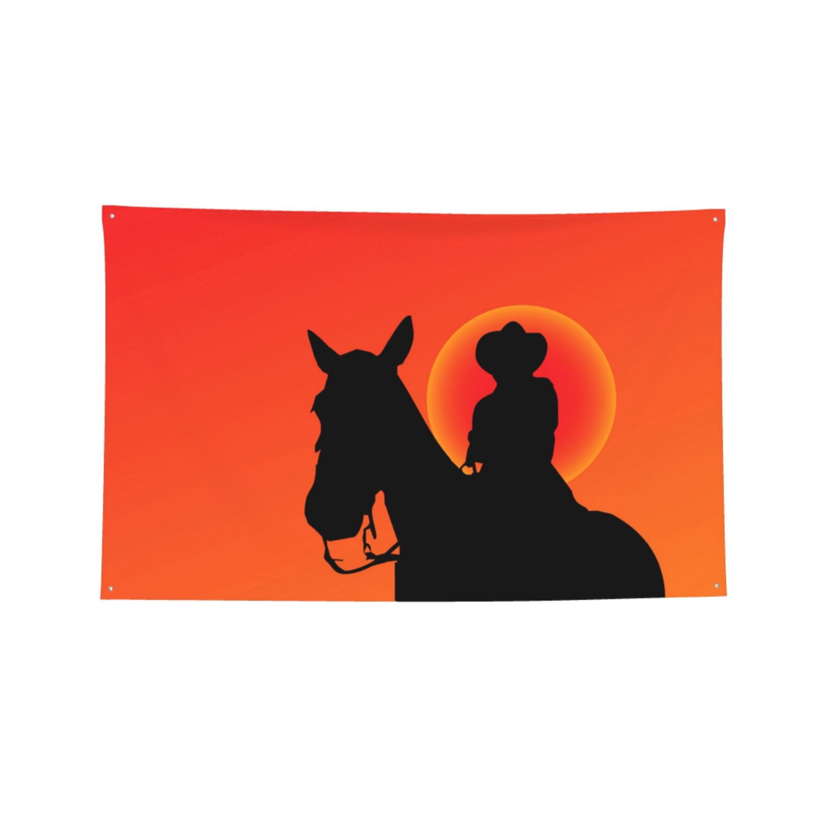 Cowboy Silhouettes Western Horse Four Hole Decorated Banner Flag for Garden Yard Home Decoration Indoor Outdoor 4x6 Ft