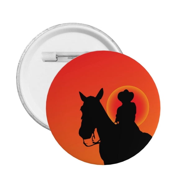 Cowboy Silhouettes Western Horse Round Button Pin Badge 5PCS Pinback Buttons Lapel Pin for Jacket, Backpack, Hat, Party Favor, Gift