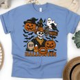 thumbnail image 1 of Cowboy Skeleton Halloween Shirt Spooky Graphic Tee with Pumpkins and Ghost, CarolinaBlue, Size 2XL, 1 of 6