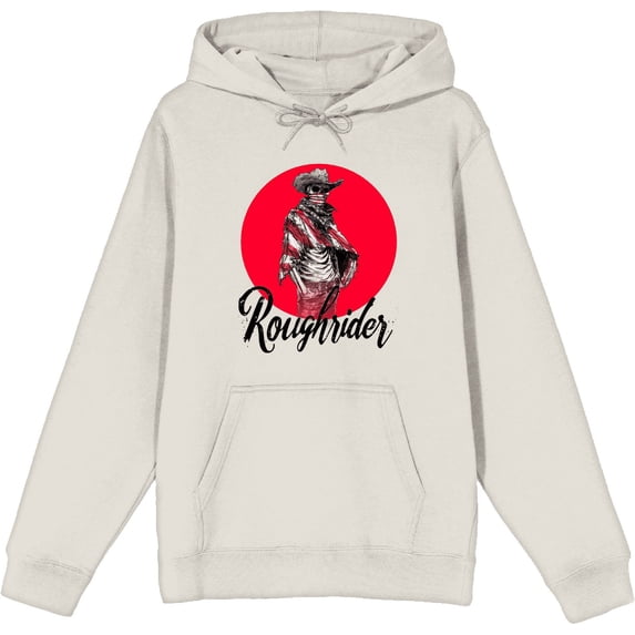 Cowboy Skeleton "Roughrider" Adult Sand Long Sleeve Hoodie-Large