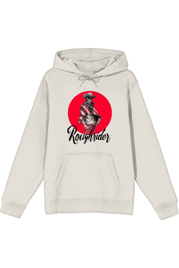 Cowboy Skeleton "Roughrider" Adult Sand Long Sleeve Hoodie-XL