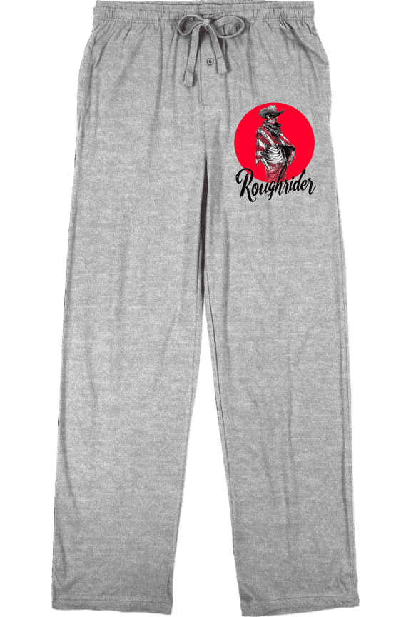 Cowboy Skeleton Roughrider Men's Heather Gray Sleep Pajama Pants-Large