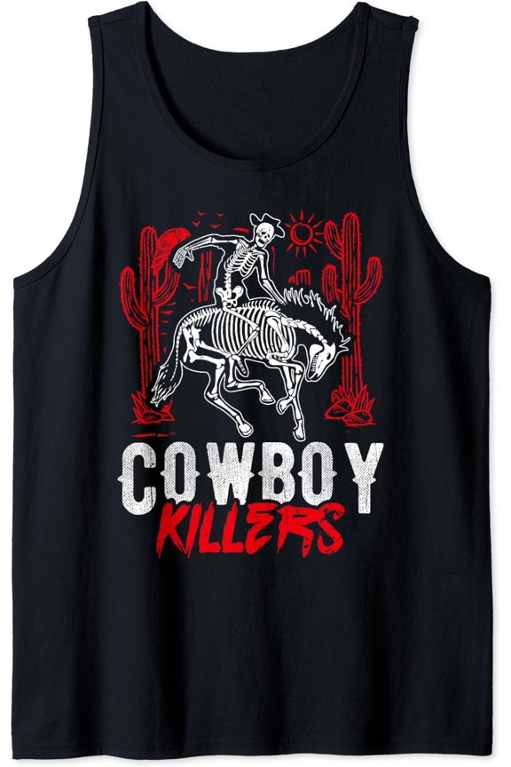 Cowboy Skull Western Skeleton Cowboy Tank Top Size S-3XL