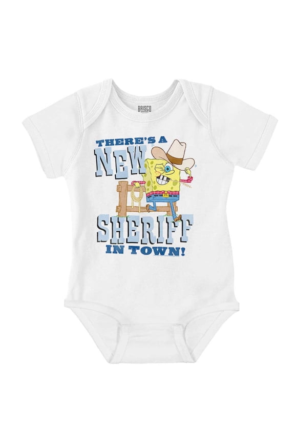 Cowboy SpongeBob New Sheriff in Town Romper Boys or Girls Infant Baby Brisco Brands 12M