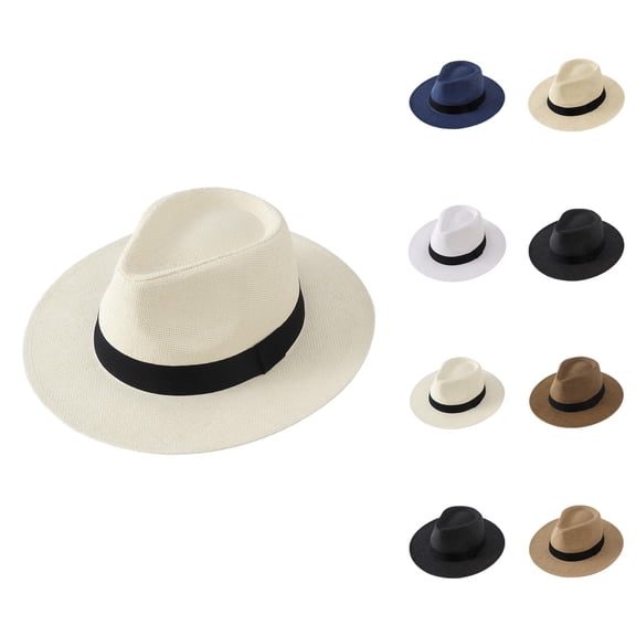 Cowboy Sun Hat for Men and Women – Panama Style Wide Brim Straw Hat with UV Protection, Packable Foldable Bucket Hat for Beach, Travel, Camping and Festival