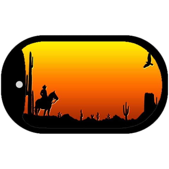 Cowboy Sunset Arizona Western Novelty Metal Dog Tag Necklace DT-9535 2" x 1" Dog Tag (DT)