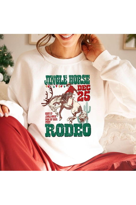 Cowboy Sweater, Crewneck, Giddy Up Jingle Horse Pick Up Your Feet, Howdy Country Horse, Full size S-5XL