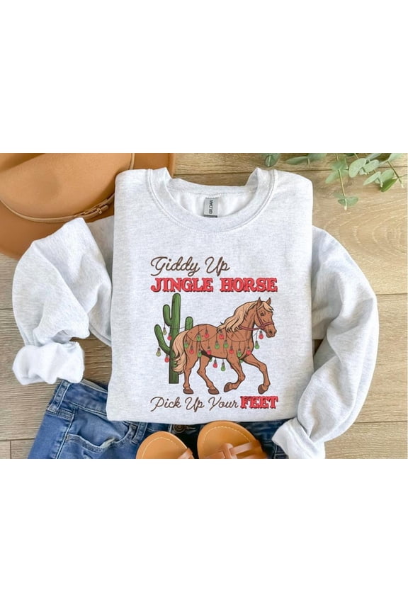 Cowboy Sweater, Giddy Up Jingle Horse Pick Up Your Feet, Howdy Country, , Horse, Cowgirl Sweater All Size S-5Xl