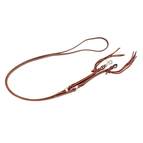 Cowboy Tack Roping Reins Latigo Leather with O-Rings and Cowboy Knots (4 String) 5/8in
