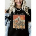 thumbnail image 1 of Cowboy Take Me Away Print Short Sleeve Shirt for Women One Black Top, 1 of 4