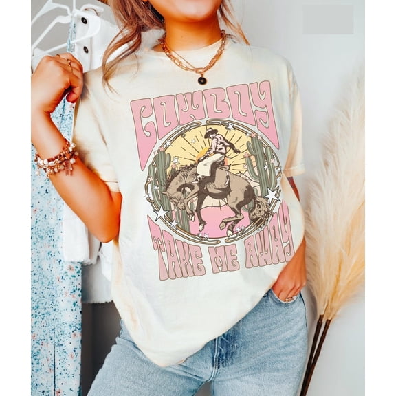 Cowboy Take Me Away Shirt, Country Western Boho Tee, Wild West Long Live Cowgirls Shirt, Country Gift