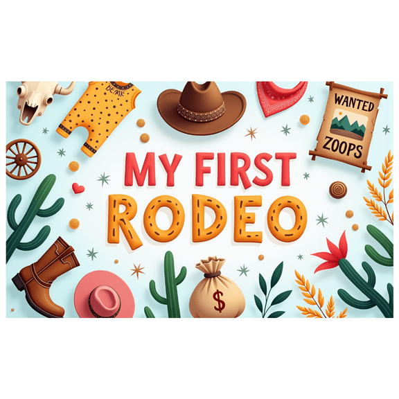 Cowboy Theme My First Rodeo Banner Decorative Elements Western Cowboy Hat Cactus Birthday Party for Kids Party Indoor Decoration Western Theme