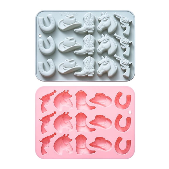 Cowboy-Themed Silicone Molds for Making Chocolates, Cakes, & More  2Pc Set with Fun Western Designs