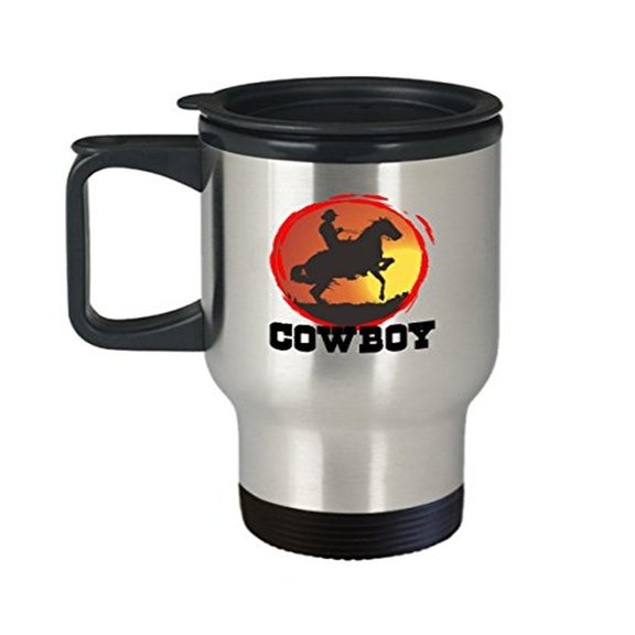 Cowboy Travel Coffee Mug - Horse-Themed Gifts -14 Oz Stainless Steel Cup