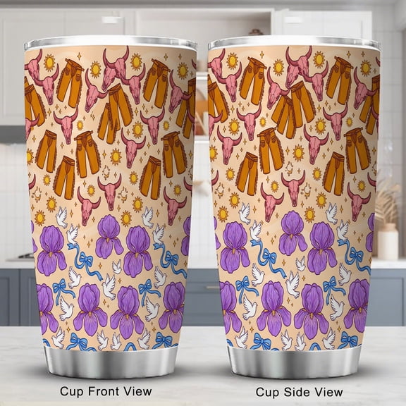 Cowboy Tumbler 20oz for Friend Holiday Birthday Party Favors Western Retro Travel Coffee Cup with Lid