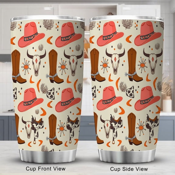 Cowboy Tumbler 20oz with Lid for Party Favors Friend Holiday Birthday Western Retro Travel Coffee Cup