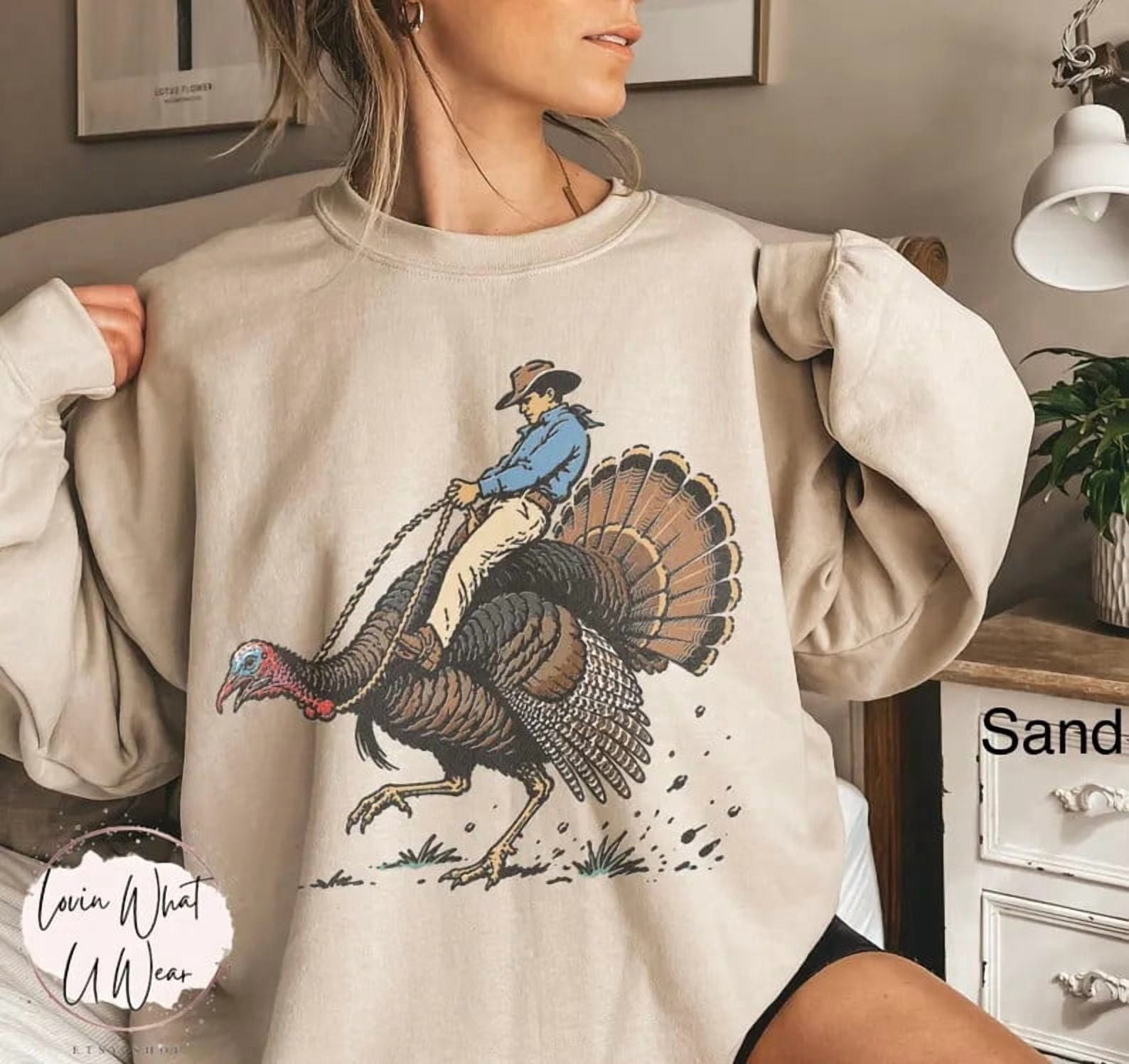 Turky Pentry Cowboy Turkey Western Thanksgiving Vintage Fall Graphic Sweatshirt ...