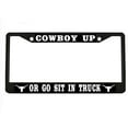 thumbnail image 1 of Cowboy Up Or Go Sit in Truck Style Metal License Plate Frame Personalized/Car Accessories Car Tag Holder Cover (Black/White), 1 of 2