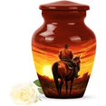 thumbnail image 1 of Cowboy Urn For Ashes, Mini Keepsake Cremation Urn Adult Male, Western Horse Rider Tribute Small Cremation Urn, Cowboy Memorial Mini Funeral Urn For Ashes, Size 3 Inch 1pcs, 1 of 7