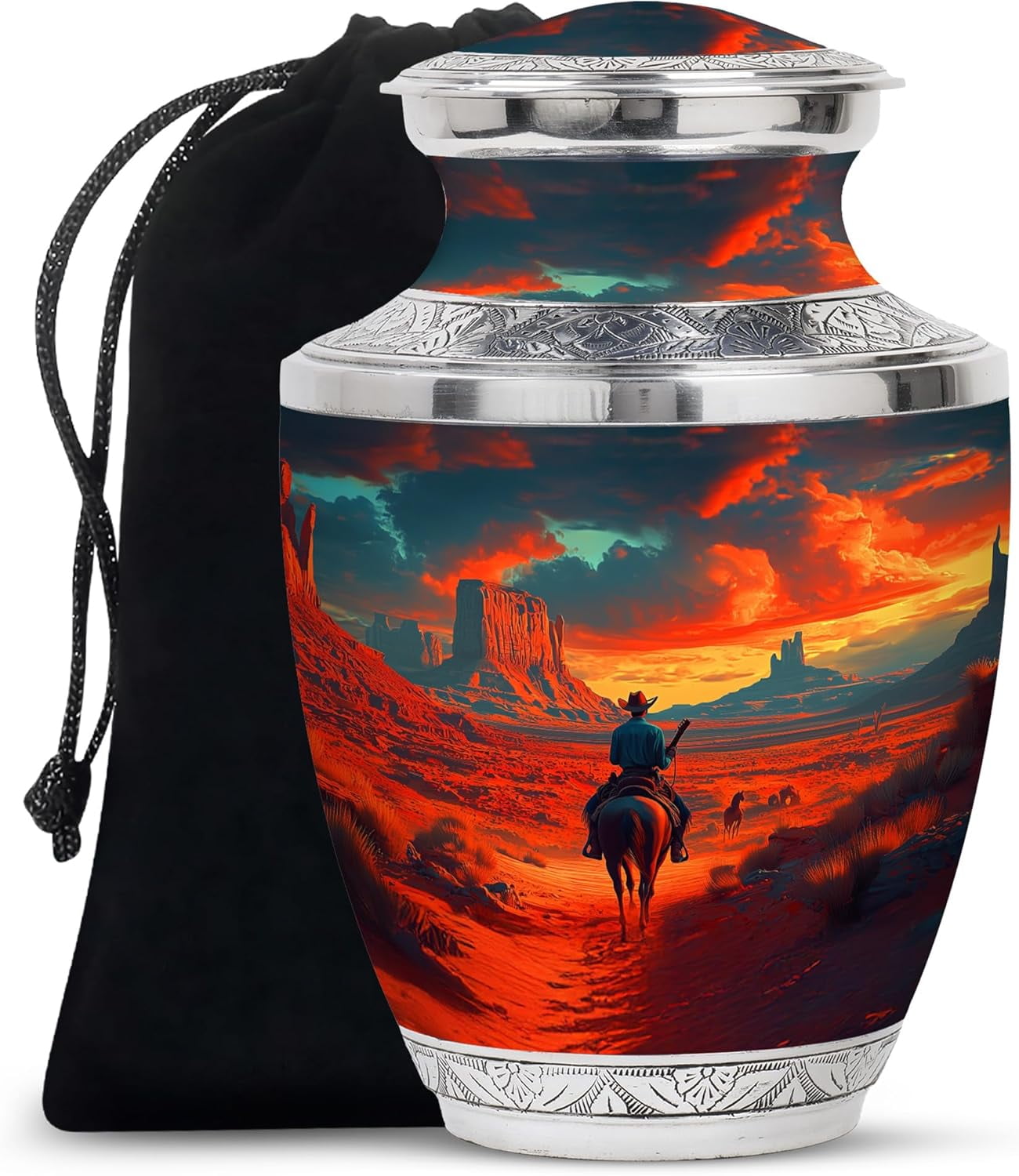 Cowboy Urn - Large Urn For Ashes Adult Male - Urn For Ashes For Women - Cremation Urns For Human Ashes - Urns For Human Ashes - Urn For Ashes Adult Male - Burial Urn Size 10 Inch