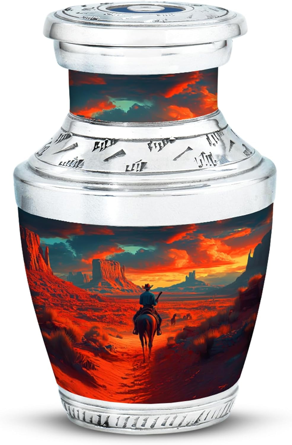 Cowboy Urn- Small Urn for Human Ashes Keepsake - Urn for Ashes Adult Male - Urn for Ashes for Women - Cremation Keepsakes for Ashes - Burial Urns for Adult Human Ashes Size 3 Inch, Pack of 1