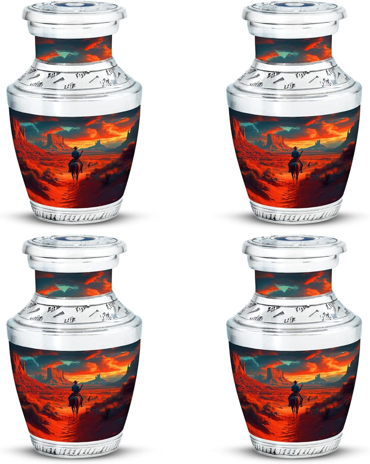 Cowboy Urn - Small Urn for Human Ashes Keepsake - Urn for Ashes Adult Male - Urn for Ashes for Women - Cremation Keepsakes for Ashes - Burial Urns for Human Ashes -Size 3 Inch, Pack of 4