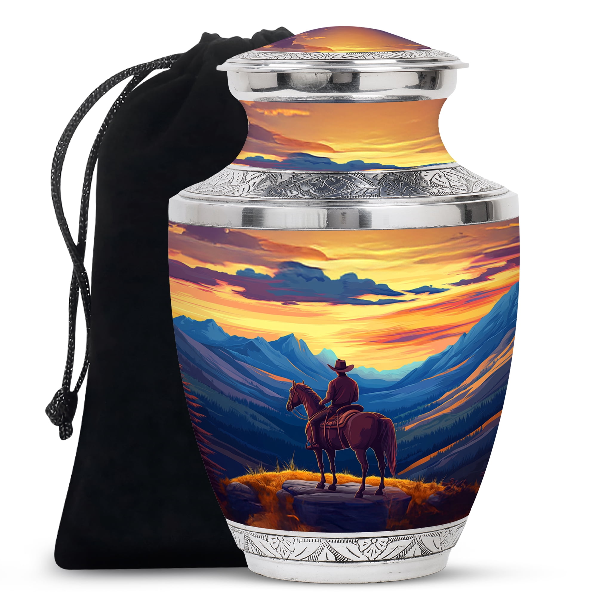 Cowboy Urn, Urns for Human Ashes Adult Female, Large Urns for Human Ashes Adult, Funeral Urns for Ashes, Cremation Urns for Human Ashes, Urn for Ashes Adult Male(Size - 10inch)