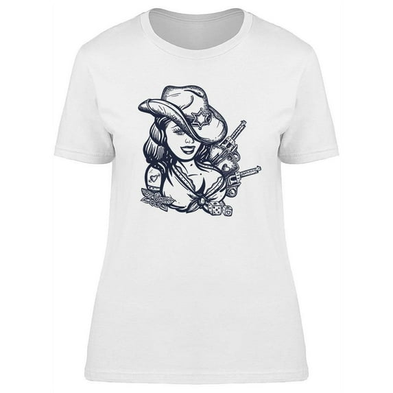 Cowboy Vintage Girl Design T-Shirt Women -Image by Shutterstock, Female Small