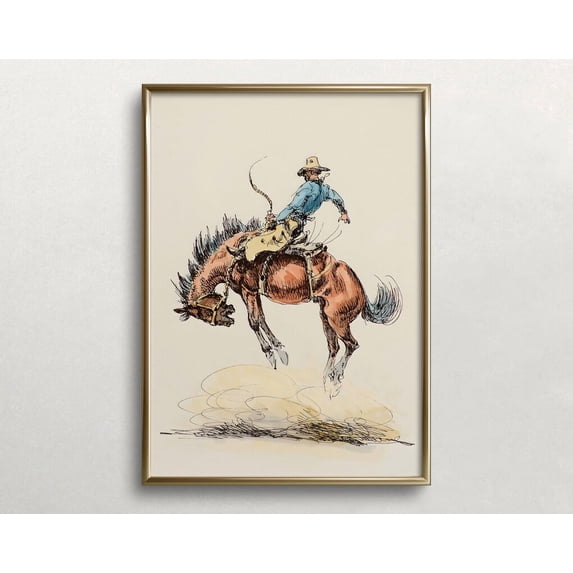 Cowboy Wall Art Western Wall Art Vintage Wall Art Horse Wall Art Western Aesthetic Printable Wall Art #540 ,Decor For Living Room Bedroom, 24x36 UNFRAMED