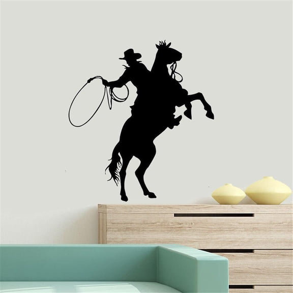 Cowboy Wall Stickers Vinyl Decals Removable Horing Riding Wall Art Decals 42x47cm