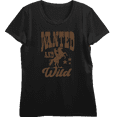 thumbnail image 1 of Cowboy Wanted And Wild Women's Black Crew Neck Short Sleeve Top-XL, 1 of 3