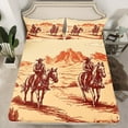 thumbnail image 1 of Cowboy Western Bed Set Wild West Desert Mountain Fitted Sheet Rustic Home Decor, Western Farmhouse Bed Sheets Teens Country Theme Farm Life Sheets Queen 3 Piece ( No Top Sheet), 1 of 4